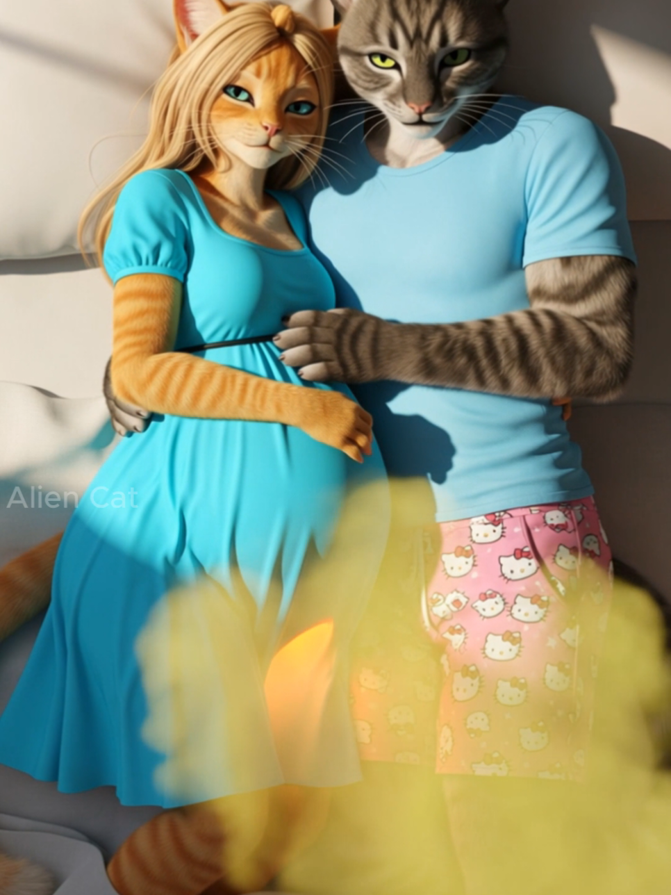 Female Cat and Her Uncontrollable Stomach #catstory #aicat #videoviral #fyp #catsoftiktok 