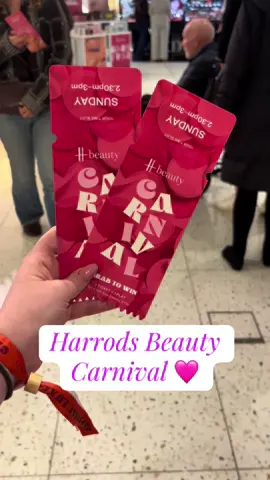 Grab your tickets for the Harrods Beauty Carnival 🎡  Events:  -Grab to win -Goodie bag with 5 FREE items  -Spin the wheel  -10% off in H Beauty store  -Make overs from brands such as Charlotte Tilbury  -Masterclasses with freebies -Facials and hair styling So worth while visiting, don’t miss it!  @Harrods @H beauty @Charlotte Tilbury @Lakeside Shopping Centre  #fyp #harrodsbeauty #harrodsbeautycarnival #harrods #hbeauty 