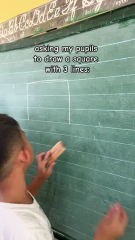 Asking my pupils to draw a square with 3 lines. #teacher #pupils #depedteacher #classroomtrend #squarewiththreelines 