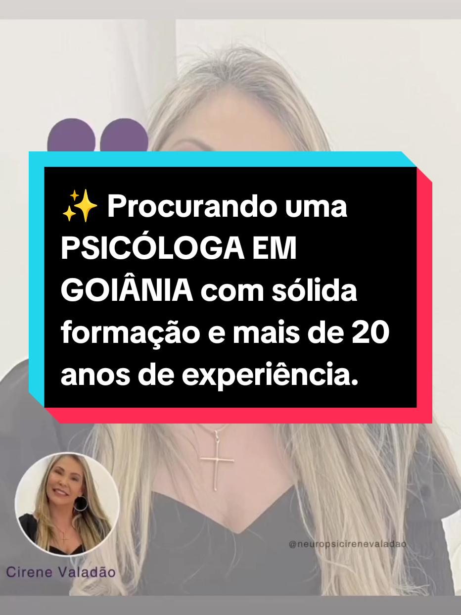 ✨ Procurando uma PSICÓLOGA EM GOIÂNIA com sólida formação e mais de 20 anos de experiência? A Dra. Cirene Valadão – Psicóloga em Goiânia (CRP 09/3443) é referência em saúde emocional, com formação sólida e múltiplas especializações: Graduada em Psicologia pela PUC-GO. Especialista em Psicoterapia Psicanalítica (PUC-GO). Pós-Graduada em Terapia de Casal e Família. Neuropsicóloga pela Faculdade Delta. Formação em Reestruturação Familiar Sistêmica (Método Bert Helling). Pós-Graduada em Terapia Cognitivo-Comportamental. Com atendimento humanizado e sigiloso, a Dra. Cirene ajuda crianças, adolescentes, adultos, casais e famílias no tratamento de ansiedade, depressão, traumas, dificuldades de relacionamento e reestruturação familiar. Consultório acolhedor no Setor Marista em Goiânia, além de atendimentos online. ✅ Agende sua consulta com a Dra. Cirene Valadão – sua Psicóloga em Goiânia de confiança! 📲 WhatsApp: (62) 99113-0448 📍 Alameda Sebastião Fleury, Setor Marista – Goiânia 💜 Fortaleça sua mente, recupere seu equilíbrio e viva com mais qualidade emocional.