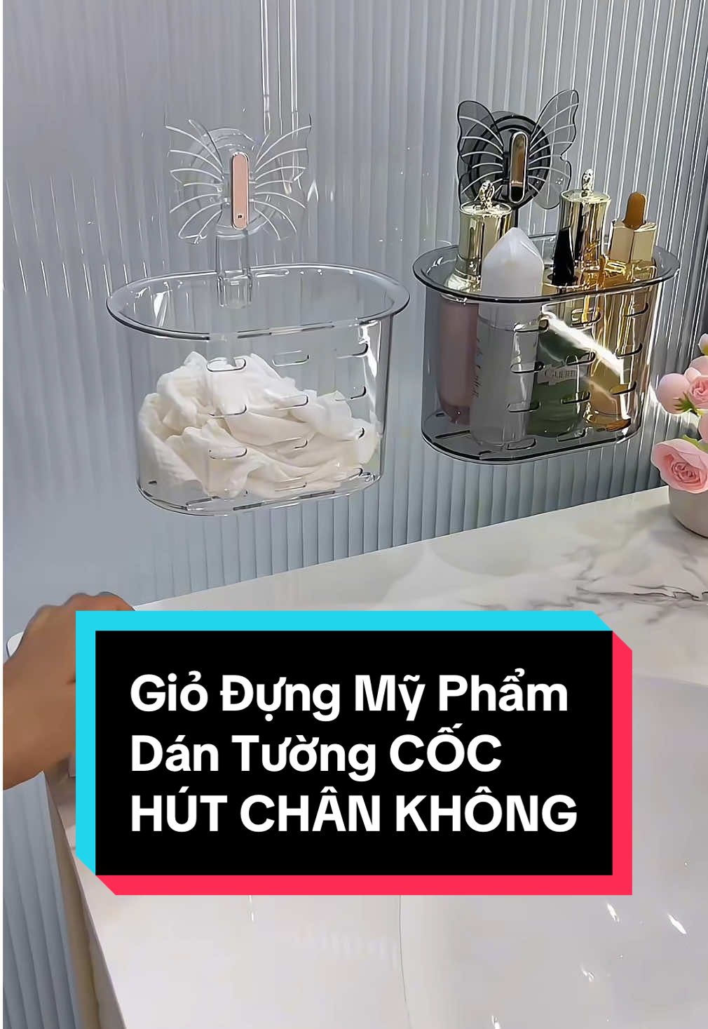 Giỏ Đựng Mỹ Phẩm Dán Tường CỐC HÚT CHÂN KHÔNG #giadungtienich #xuhuong #giadungthongminh #kedantuongnhatam #kedungmyphamtreotuong 