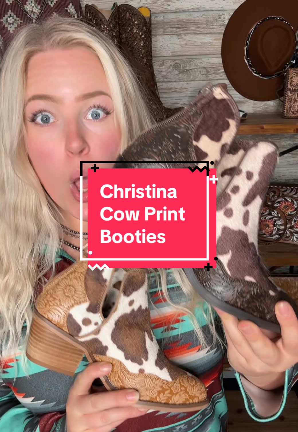 ✨ HOLY COW ✨ These aren’t just booties… they’re a cowgirl obsession waiting to happen 🐄✨ The Christina Cow Print Booties are the perfect mix of western flair + everyday style: 🤎 Cow print design (in Tan or Chocolate) 🤎 Easy slip-on ankle height with zipper 🤎 Statement-making without even trying These babies are versatile enough to rock with jeans or dresses, and bold enough to make people say, “Okayyyy, where’d you get those?!” 👀