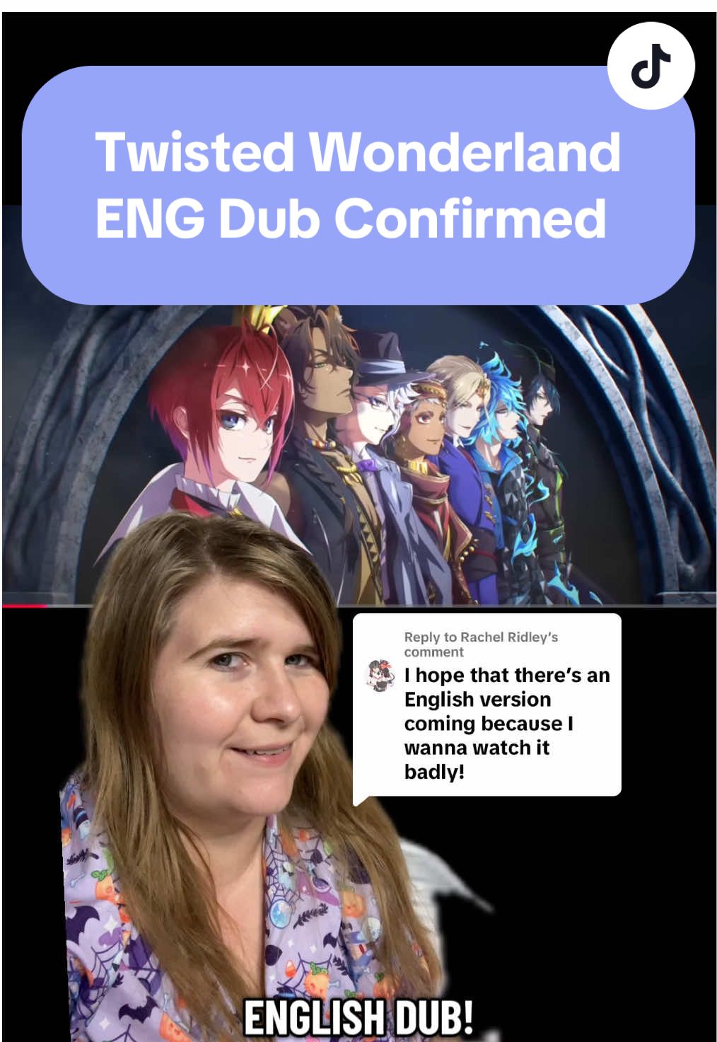 Replying to @Rachel Ridley The long awaited announcement of an ENG Dub for some! Just got to wait a few more weeks 🌹 #twst #twistedwonderland #ツイステッドワンダーランド #anime #englishdub 
