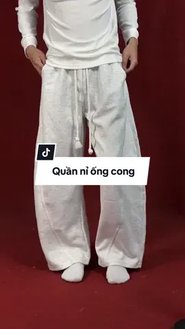 Quần nỉ form ống cong phối dây