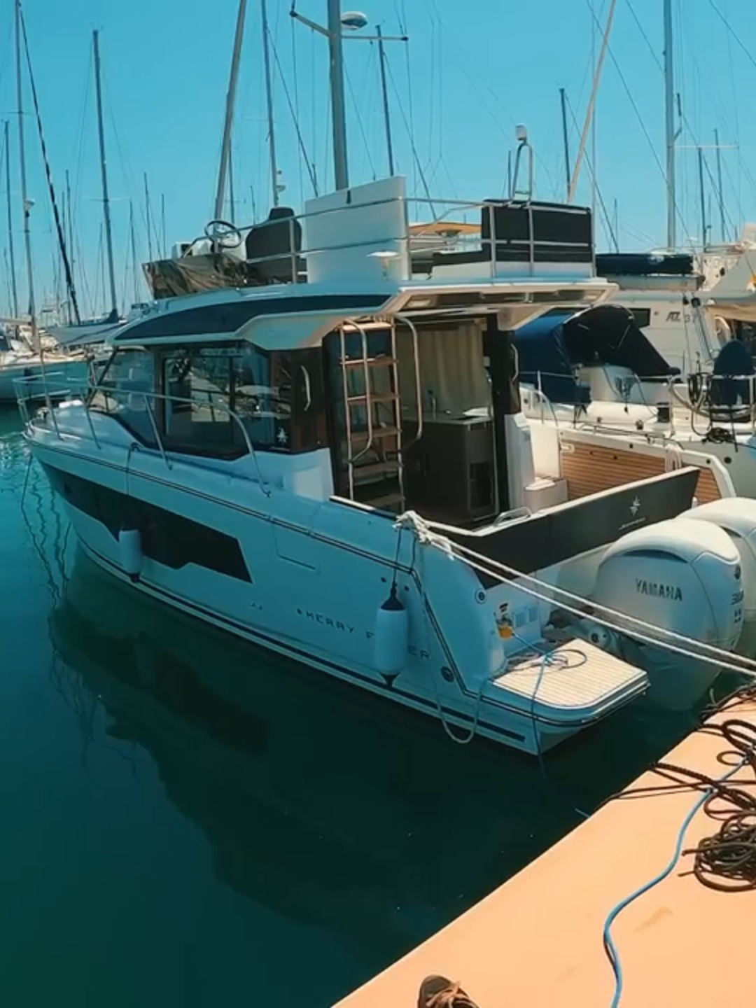 Jeanneau has significantly upgraded its popular outboard-powered platform with the Merry Fisher 1095 Series 2. It has introduced a standard fold-down terrace, enhanced day spaces, and direct cabin access to entice existing owners and new family buyers alike. Jeanneau MF1095 Fly S2 Specifications: - LOA: 35ft 3in (10.75m) - Beam: 11ft 4in (3.45m) - Engines: Twin Yamaha F300 outboards - Top speed: 35.2 knots - Price: from €280,080 ex VAT #luxurylifestyle #boatinglife #luxurytravel #cruisinglife #yanmar #motorboat #motorboating #luxuryboat #LuxuryLiving #boatlifestyle #boating #luxuryboats #luxury #yachtie #luxuryboating #cruisinginstyle #cruising #boattour #marineengineering