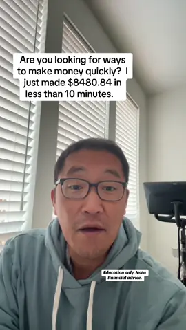 Are you looking for ways to make money quickly?  I just made $8480.84 in less than 10 minutes. How do I do this?  By selling options.  #creatorsearchinsights #sellingoptions #learntoinvest #makemoneyquick #financialfreedom 
