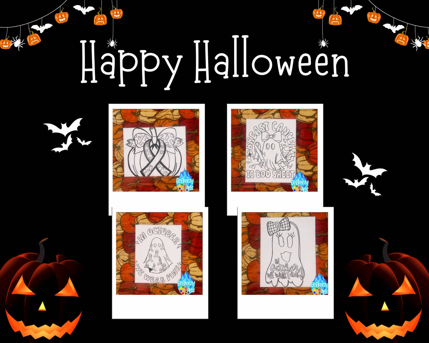 🎃Halloween is Coming👻 Shop Spooky Canvas Sets for any events, you and your kids, spouse whoever! You can request any design! 🎨  have fun this upcoming Halloween with Breezy kits! Message me for any inquiries, & yes I do deliver/ship! Customer requested Breast Cancer Awareness Halloween designs for an upcoming party! #halloween #shop #fyp #chicago #SmallBusiness 