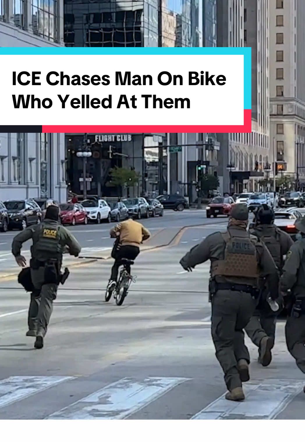 How many ICE officers does it take to catch one guy on a bicycle? Dozens of federal agents swarmed downtown Chicago on Sunday and took several people into custody during their patrol, according to local reports. They were unsuccessful, however, in apprehending one man who appeared to yell something at them. The man managed to escape on his bicycle, despite the agents’ best efforts. The incident came on the same day that President Trump deployed 200 National Guard troops to Portland, Oregon, and just a few days after armed U.S. Border Patrol officers were spotted on boats cruising down the Chicago River. “This is not making anybody safer — it’s a show of intimidation, instilling fear in our communities and hurting our businesses,” Illinois’ Democratic governor, JB Pritzker, said in a statement. #chicago #immigration #ice #trump #politics 