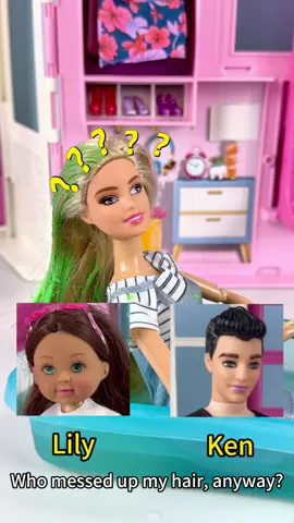 Who dyed Barbie’s hair green?#barbieandken #barbiegirl #Barbiesdailylife #family 