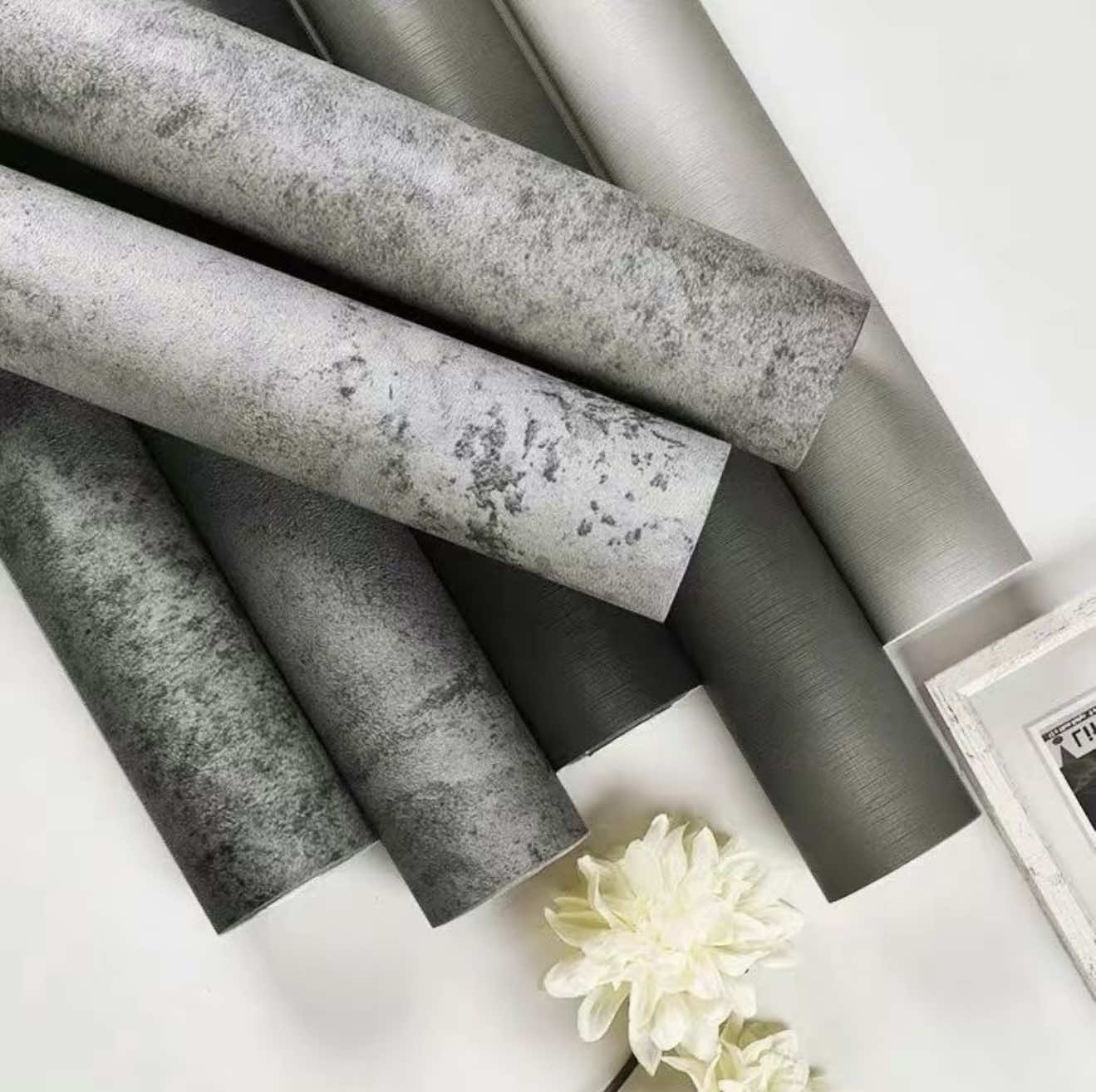 Wall Paper Design Water Proof Bedroom Wall Decoration PVC Industrial Wallpaper Gray Stickers 60cm Width #industrialdesign #industrialwallpaper #wallpaper #aestheticwallpapers #fyp 