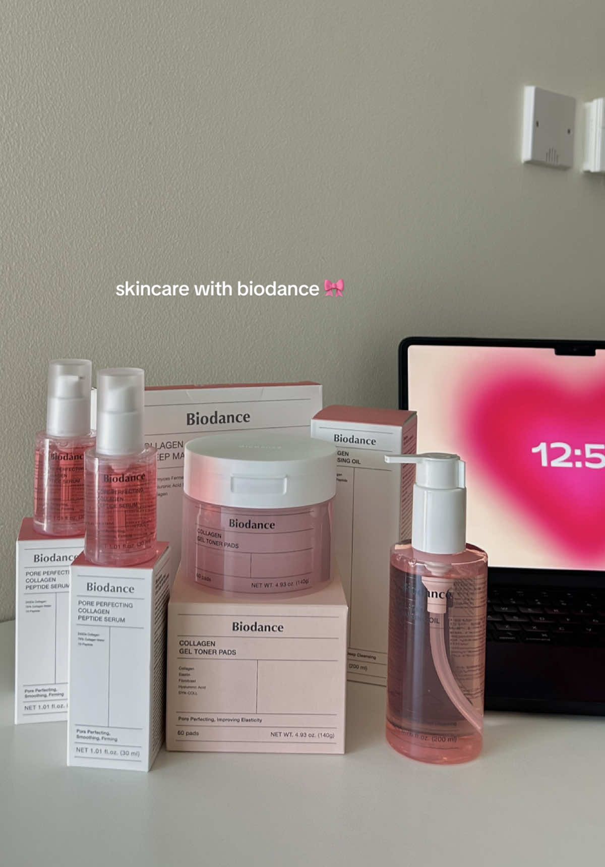 glowy & glassy skincare routine w @Biodance Store US  🎀🤍 #collagenserum #biodance #skincare #koreanskincareroutine #fyp 