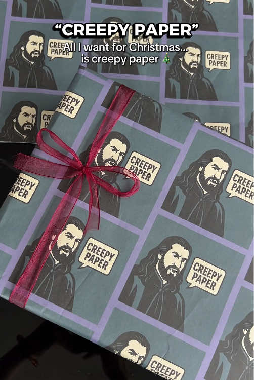 Creepy Paper — funniest wrapping paper ever. 😂🎁 #creepypaper #nandor #whatwedointheshadows #funnymeme #christmaswrappingpaper 
