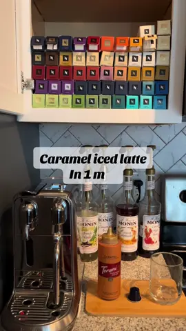Iced caramel latte ☕️+🧊#nespresso #icedcoffee #caramellatte #latte #coffeetiktok