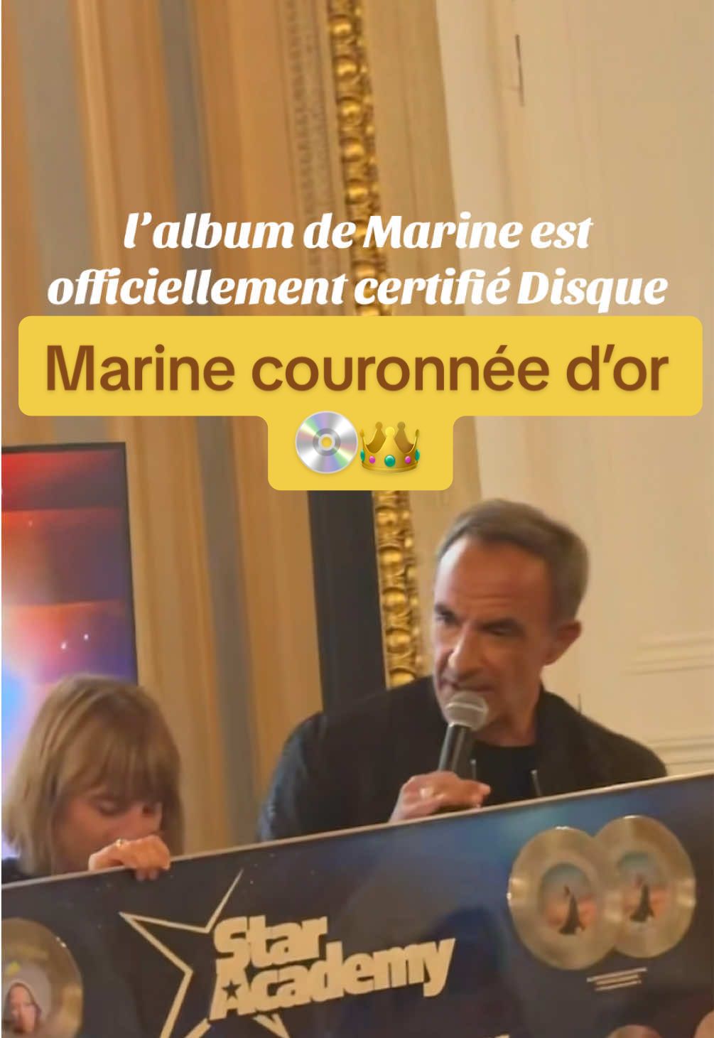 Elle le mérite mille fois : Marine est certifiée Disque d’Or ! Son talent, sa voix et son authenticité touchent tout le monde… et ce n’est que le début ⭐️ Bravo @marinedmusique tellement fiere de toi 😍 jtmmm ♥️ #marinedmusique #marinedelplace #album #disquedor #reine 