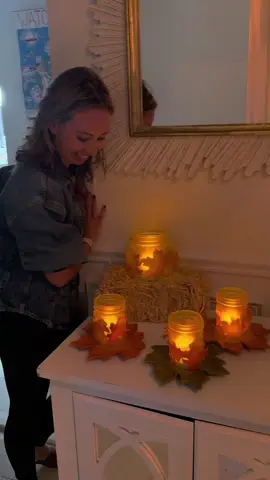 EASY FALL LEAF DIY MASON JAR CANDLE 🍁🍂 There’s something about fall that makes me want to slow down, and fill our home with little pockets of cozy magic ✨ These DIY leaf lanterns are one of my favorite ways to do just that!! With just a few simple supplies — a jar, some Mod Podge, and a handful of pressed leaves, flickering battery tea lights — you can turn an ordinary container into the sweetest glowing lantern. 🕯️🍁 Comment - “candle” - for links to all the supplies needed to make these at home.  We’ve been lining them on our porch, setting them on the dinner table, and even using them as night lights for the kids. The glow through the leaves feels like bringing a piece of autumn indoors.🍂🕯️ Here’s your reminder that fall doesn’t have to be complicated. A little craft, a little candlelight, and suddenly your home feels like the coziest place in the world. 🍂✨ #DIY #falldiy #easydiy #fall #falldecor     