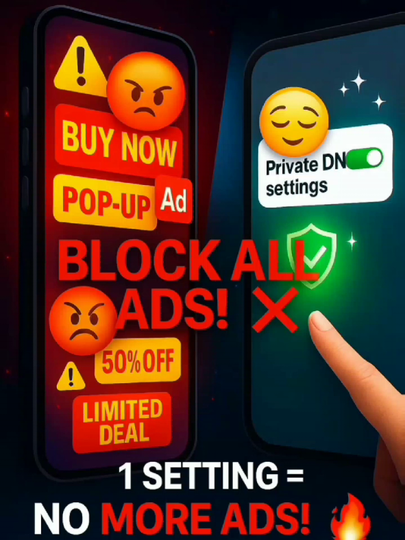 No More Ads on Apps & Websites! Just 1 Simple Setting!📱😱 ‎#StopAds #PrivateDNS #NoMoreAds #AdBlocker #TechTips #MobileHacks #AppHacks #WebsiteAds #PrivacySettings #TikTokTech #FYP #Trending #TechTutorial #DigitalPrivacy #TechHack #nicknameshasi 