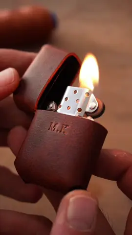 Handmade leather zippo case