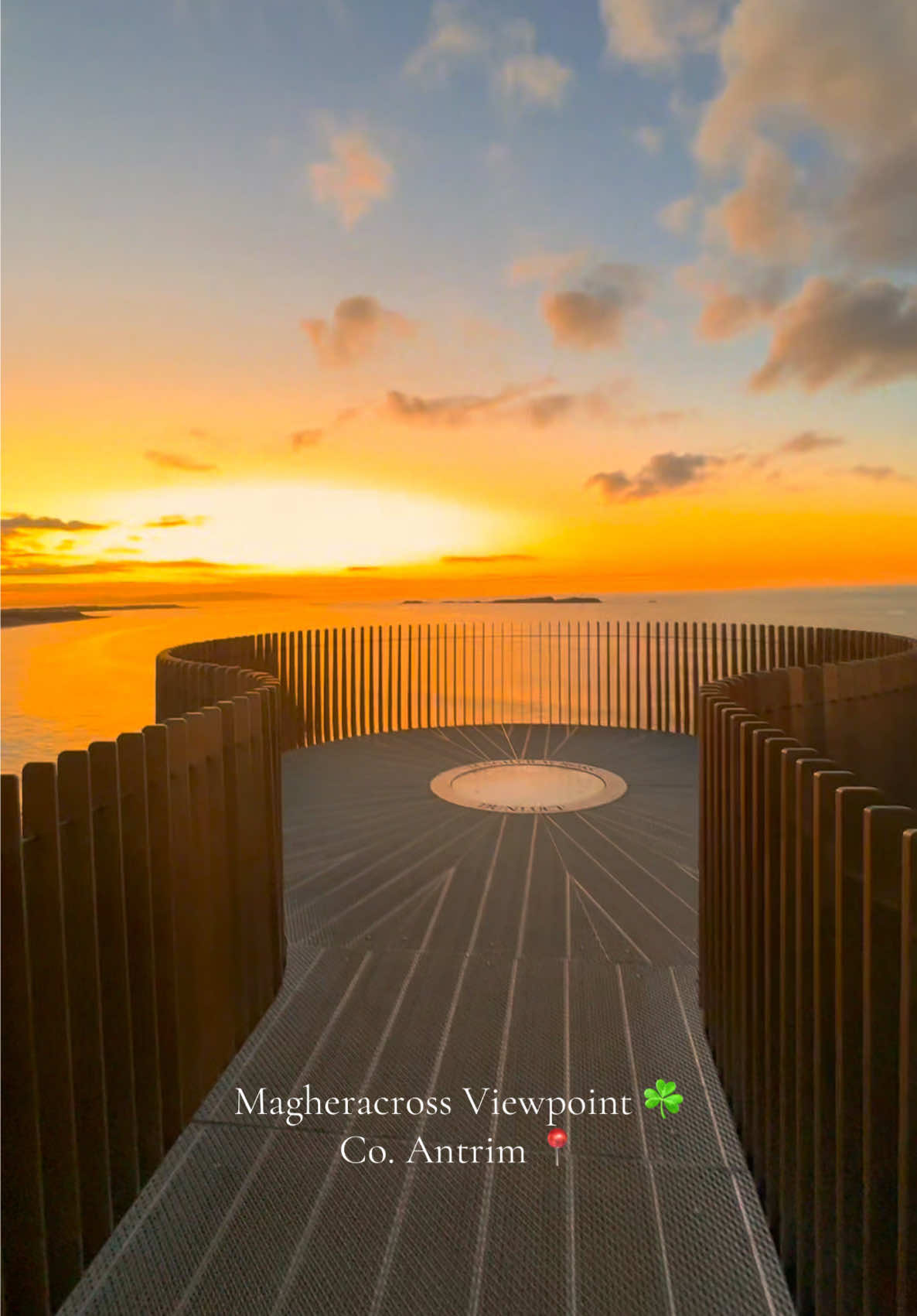 Is this the most beautiful no hike viewpoint on the entire Island of Ireland ? ☘️ This incredible location is located along the stunning North Coast of Northern Ireland. You can park right at it 🙌 #magheracrossviewpoint #causewaycoast #northcoast #ireland #irelandtiktok #irish #irishtiktok #northernireland #northernirelandtiktok #sunset #viewpoint 