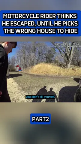 Motorcycle Rider Thinks He Escaped, Until He Picks the Wrong House to Hide #police #bodycam #cops #fyp #motorcycle