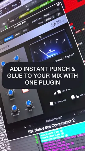 ADD THIS PLUGIN TO YOUR MIX OR MASTER BUS CHANNEL and Glue your mix together with this SSL compressor technique! I’ve used this approach since I started mixing and it’s always been effective at making my mix sound together and cohesive. Not only that, the SSL compressors elude a certain analog colour that I love. It’s subtle, but it’s gooey, warm and it just makes everything sound better! Which of the SSL compressors are your favourite? Let me know in the comments! Aubrey -------- 👋 Visit www.aubreywhitfield.com/store or the link in my bio where you will find: ◾️Online Courses in Producing and Mixing ◾️A collection of mixing and mastering masterclasses ◾️Preset Packs for your favourite plugin ◾️My mix template in Logic Pro, Ableton & FL Studio ◾️Pre-made Plugin Mixing Chains ◾️EQ frequency guides ◾️Some freebies! ◾️Plus more.... #musicproducer #beatmaker #studioflow #musicproduction #producerlife                             