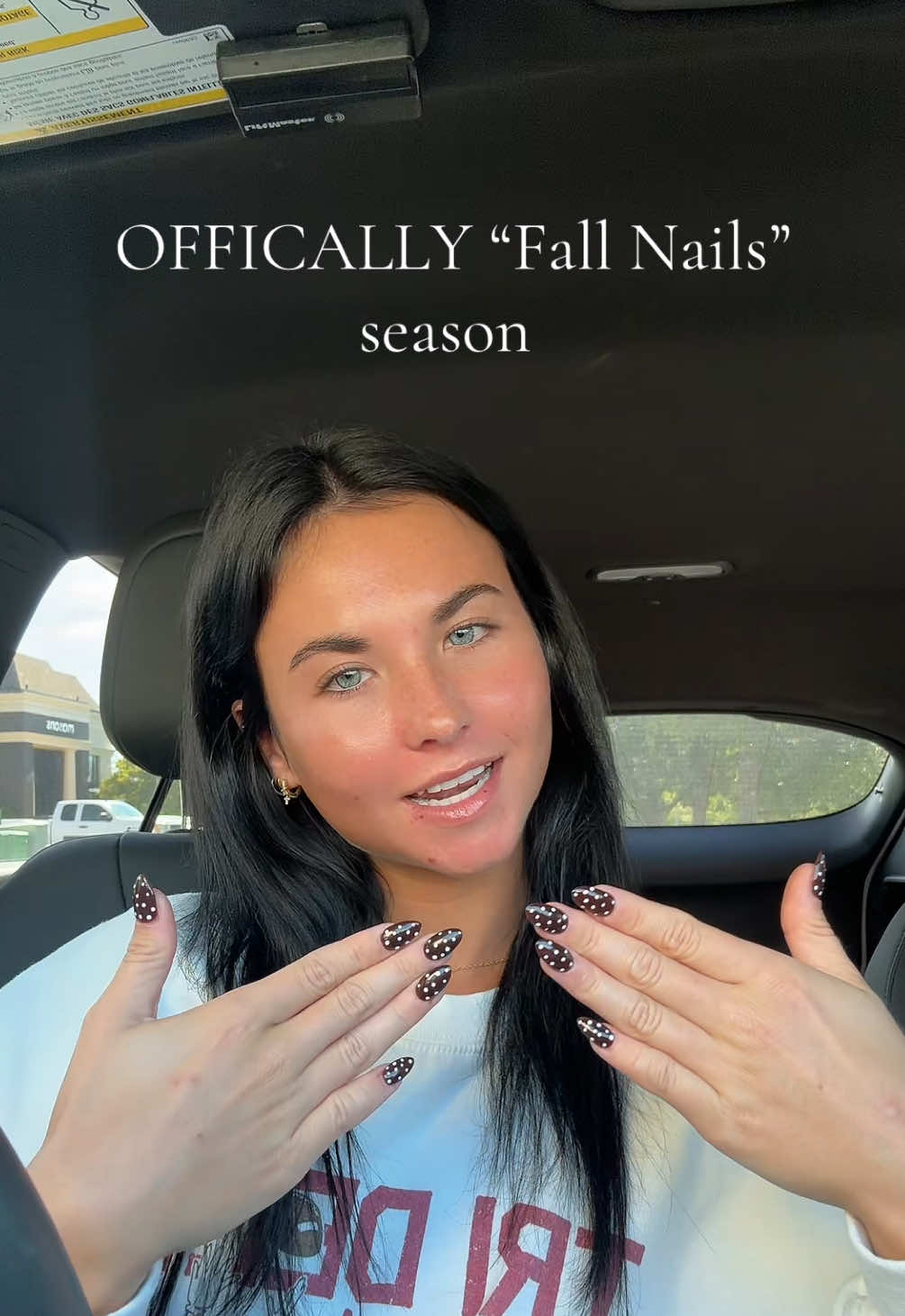 I LOVE FALL🤎🍁🍂🧸 #nails #fall #brownnails #polkadot #trendy 