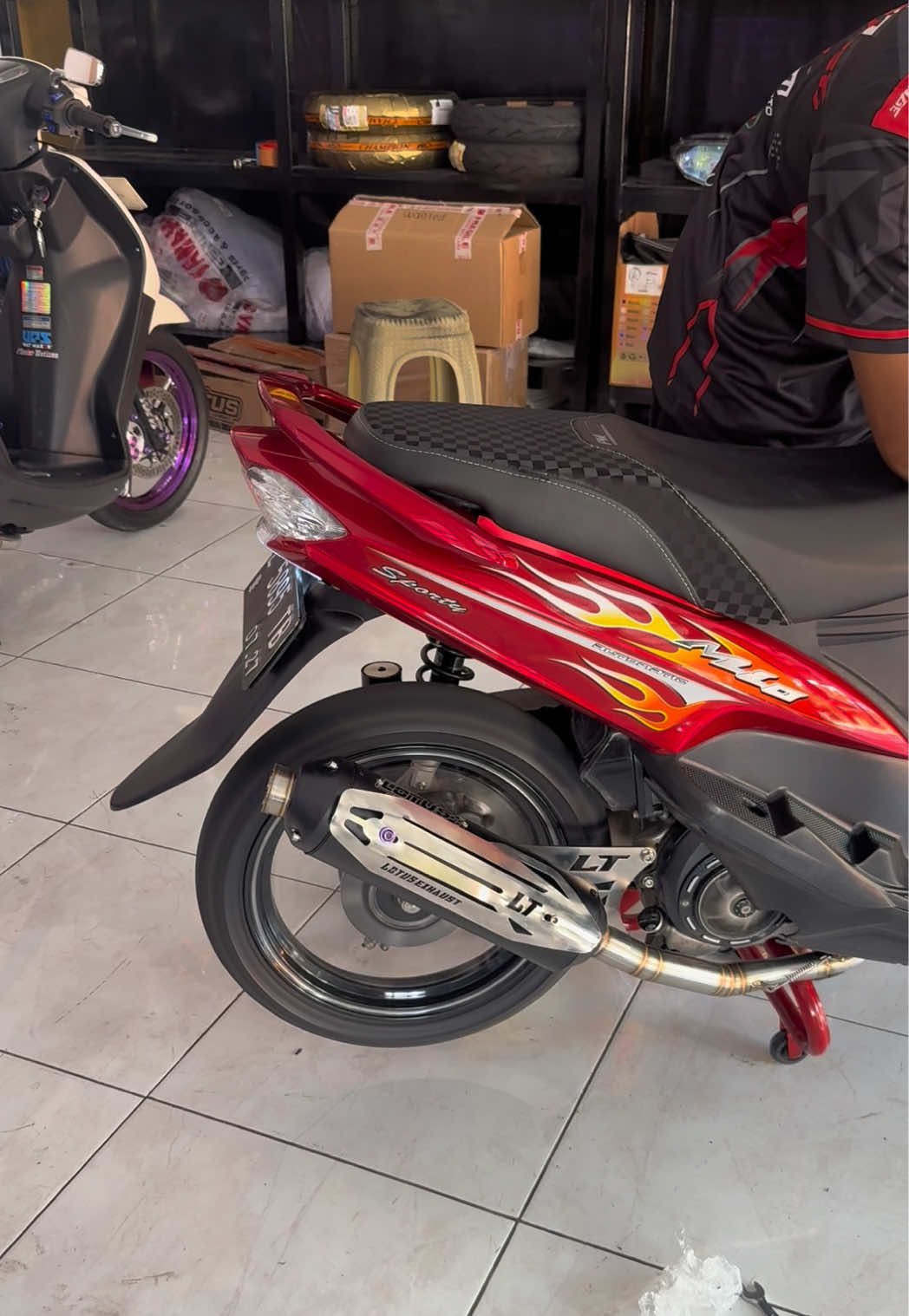 Cek sound knalpot lotus Type LT-PRO BLACK di motor mio spek 58 SARTENG suara enak dan performa dapet  #knalpotlotus #mio #miosporty #mioproper #miosmile 