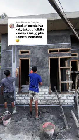 Membalas @Firza Y.A 🌿Biar diplester dulu, tapi saya gamau di cat dulu tampak depannya 😁 pokoknya warna semen😁🌱 #rumahindustrial #masyaallahtabarakallah #rumahminimalis #rumahidaman 