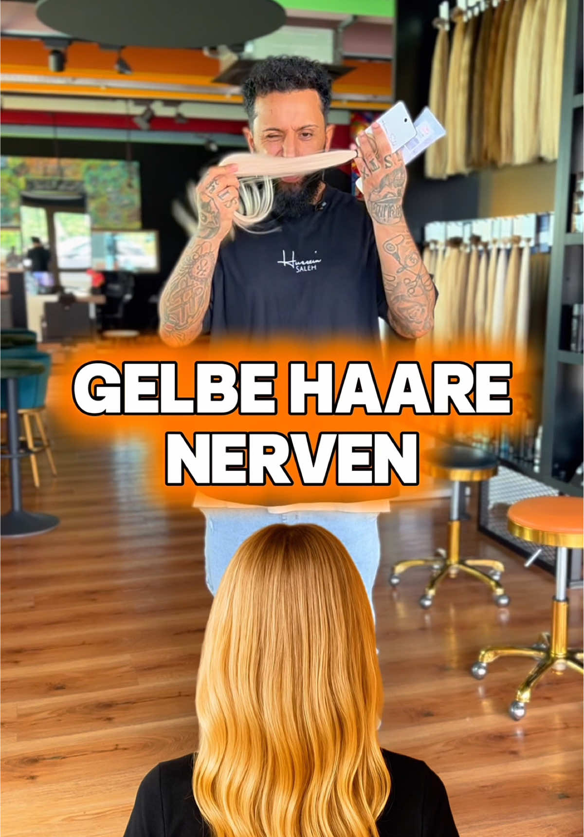 Gelbe Haare nerven. In diesem Video, zeig ich euch wie man den Gelbstich neutralisiert 🧡💥 #gelbstich #schönehaare #husseinsaleh #haarfarbe 