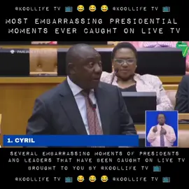😂 Cyril Ramaphosa, South Africa Most Embarrassing Presidential Moments Ever Caught on Live TV By @Koollife Billionaire  There are several embarrassing Moments of presidents and Leaders that have been caught on Live TV, and in Today's Video, we are going to cover the 25 most Embarrassing Presidential Moments ever caught on Camera. The majority of these Presidents are from Africa, while some are from other Countries like the USA, India, and France.  00:00 - Intro 00:46 - Edgard Fills, Haiti 01:44 - Daniel Pondei, Nigeria 02:05 - Salva Kiir, South Sudan 02:33 - Jacob Zuma, South Africa 02:52 - Ali Bongo Ondimba, Gabon 03:16 - Joe Biden, USA 03:30 - Robert Mugabe, Zimbabwe 03:53 - Emmanuel Macron, France 04:16 - Nigerian Politicians 04:34 - Narendra Modi, India 04:49 - Cyril Ramaphosa, South Africa 05:16 - Mwai Kibaki, Kenya 05:59 - South Korean State Secretary 06:18 - Cyril Ramaphosa, South Africa 06:39 - Emmanuel Macron, France 06:57 - Bola Tinubu, Nigeria 07:17 - Salva Kiir, South Sudan 07:50 - Donald Trump, USA 08:07 - Jacob Zuma, South Africa 08:45 - Joe Biden, USA 09:05 - Paul Biya, Cameroon 09:39 - Moses Ali, Uganda 10:01 - Nhlanhla Nene, South Africa 10:20 - Cyril Ramaphosa, South Africa Please subscribe and follow us. Comment below and tell us which video to do again 👉🏿 @koollife TV 📺 😂 