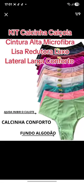 KIT Calcinha Calçola Cintura Alta Microfibra Lisa Redutora Luxo Lateral Larga Confor ...