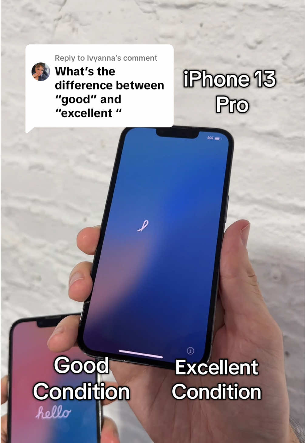Replying to @Ivyanna Let’s compare and contrast our “Good” and “Excellent” condition iPhone 13 Pro’s! #iphone13pro #tiktokshopblackfriday #apple #techtok #fyp 