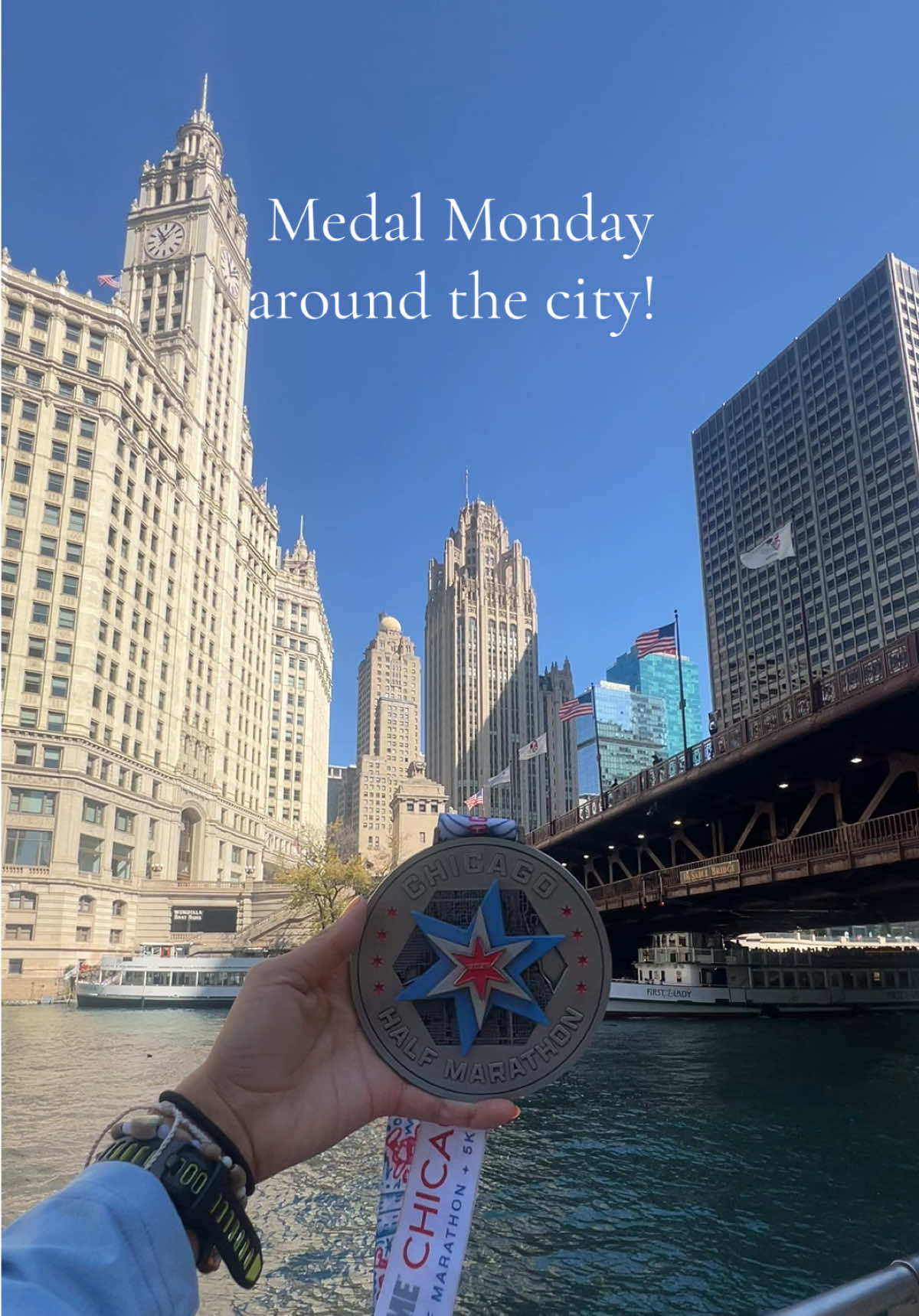 Did I walk 20k steps to make this tik tok after my half marathon PR yesterday ?? …. Maybe…. #chicagohalfmarathon #medalmonday #halfmarathon #chicago #Running 