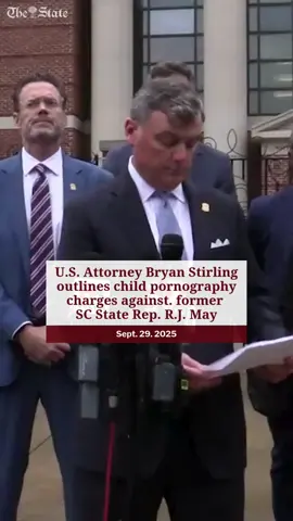 Former South Carolina State Rep. R.J. May pleaded guilty in Federal Court on Monday, Sept. 29. 2025 to five counts of distributing child p*rnography. In all, there were 265 videos on May's online account. #southcarolina #rjmay #sccrime #crime 