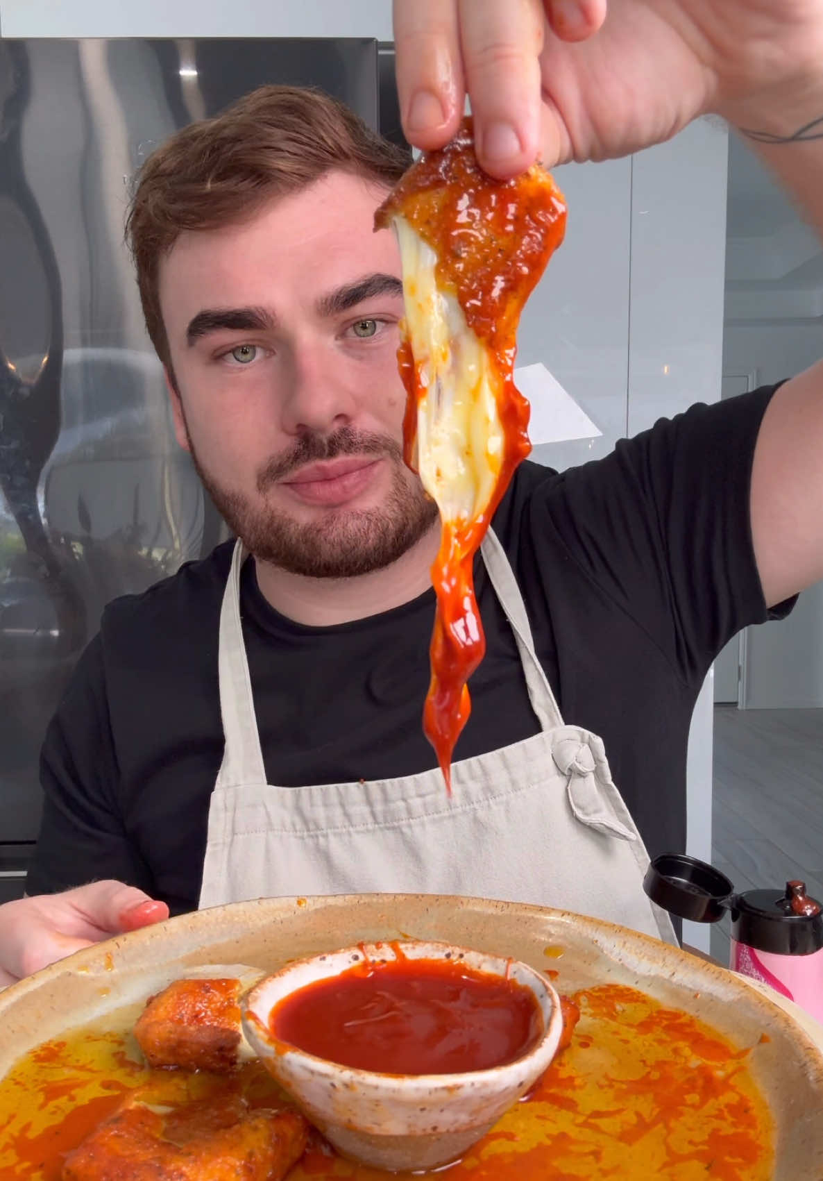 DEEP fried MOZZARELLA sticks made so much better with Buldak Carbonara Hot sauce 🔥by @Samyang Foods ANZ available at Coles ! AD 