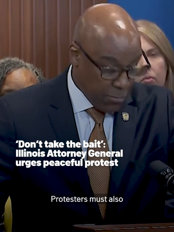 Illinois Attorney General Kwame Raoul urged residents to record interactions with federal agents, and to engage in peaceful protests so as not to give the Trump administration justification to continue sending in more agents and federal troops.⁠ ⁠ “There is no emergency in Chicago. Don’t help (President Donald Trump) create one,” Raoul said. “Exercise your First Amendment rights, but do so peacefully, without violence or destruction.”⁠ ⁠ Tap the 🔗 for more⁠ ⁠ #firstamendment #protest #trump #donaldtrump #chicago #ice