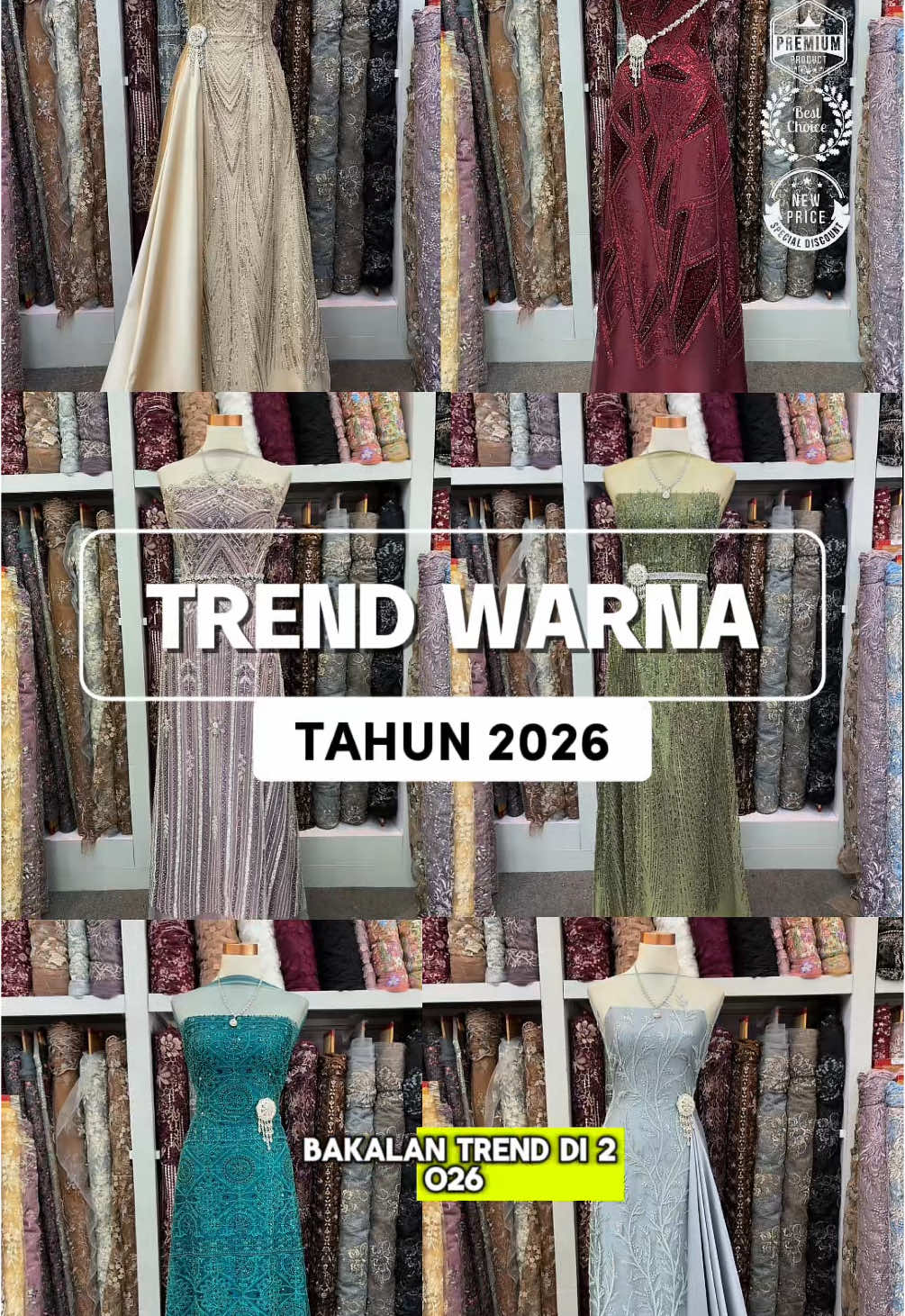 TREND WARNA TAHUN “2026”✨ • MOSS GREEN • MAROON ROYALE • TEAL BLUE  • ASH BLUE • DUSTY LILAC • CHAMPAGNE GOLD *Naikan Brightness HP untuk hasil yang lebih Maksimal & Real Pict .  📍Offline Shop : Jl. Gatot Subroto No.42 Singosaren Solo . Jawa Tengah .  MacMohan Solo .  Ngirit Dhuwit Nyandhang Apik ❤️❤️  #tulle #tule #tille #tile #kain #bahan #dress #tulleexclysive #beads #tullebeads #tilepayet #weddingdress #kebaya #ballgown #gown #gaun #pesta #bajupesta #exclusive #beads #payet #inspirasi #trend #2026 #trend2026 #warna2026 