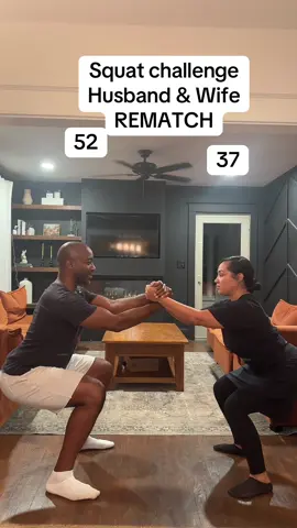 Squat challenge husband and wife REMATCH #couple #fyp #squatchallenge #husbandwife #funny 