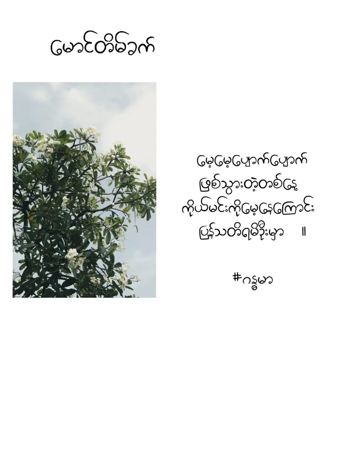 ကဗျာ / စာတို.... #ဂန္ဓမာ  #fypシ゚ #မှော်ရုံလမ်း #ဘိုဘို 