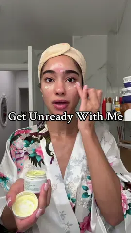 Get unready with me after a night out🧖🏽‍♀️✨ No beauty filter so you can see the actual state of my skin… @anua_global oil cleanser @GarnierUSA micellar water  @SkinCeuticals cleanser @rhode skin milk toner & face spray @AquaphorUS on lips @AveneUSA moisturizer  @CeraVe healing ointment  @Kiehl's Since 1851 avacado eye cream #grwm #skincare #acne #nightroutine 