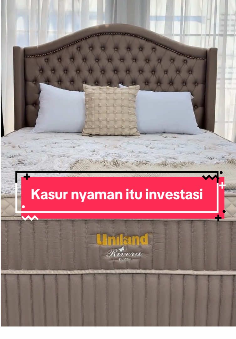 Tidur nyenyak itu investasi, bukan sekadar mimpi. ✨ Rivera Emira Plushtop hadir dengan kenyamanan medium firm & desain elegan, biar setiap malam jadi momen istirahat paling berkelas. 😴🛏️ . . . #UnilandSpringbed #kasurUniland #kasurbagus #perfectmattress #fyp 