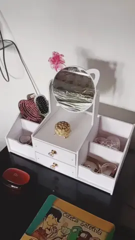 Organizador De Maquiagem Com Espelhos, Com 2 Gavetas