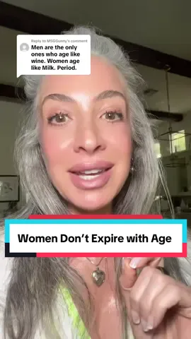 Men age like wine, women age like milk.🧐 My only response? Who raises men to think like this? Comments like that come from people still stuck in an old paradigm about women and aging. The truth is, women don’t lose value with age…we gain it.  Wisdom, confidence, beauty… it all deepens.🥰 XOXO, V🌸 #Midl#MidlifeWomenngWithGrace##greyhair##aginglikefine🍷##over50club