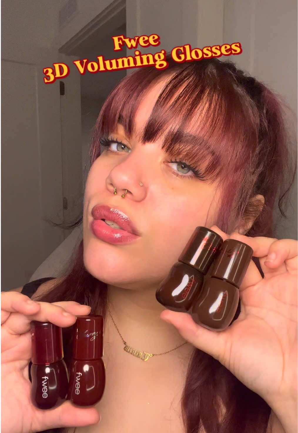 Cherry cola lips in 4 different styles 🍒🥤🤎 @fwee #queenofkbeauty #fwee1mchallenge #fwee #fweelipgloss #fweecolagloss  