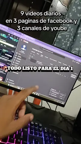 todo listo para el dia #1 del reto de 30 dias (un resto muy duro) 9 videos diarios en 3 paginas de facebook y 3 canales de yoube #monetizacionfacebook #monetizacionyoutube 