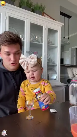 The child pours water for the first time .#good #toddler #water #usa #funny #fyp #happy #family 