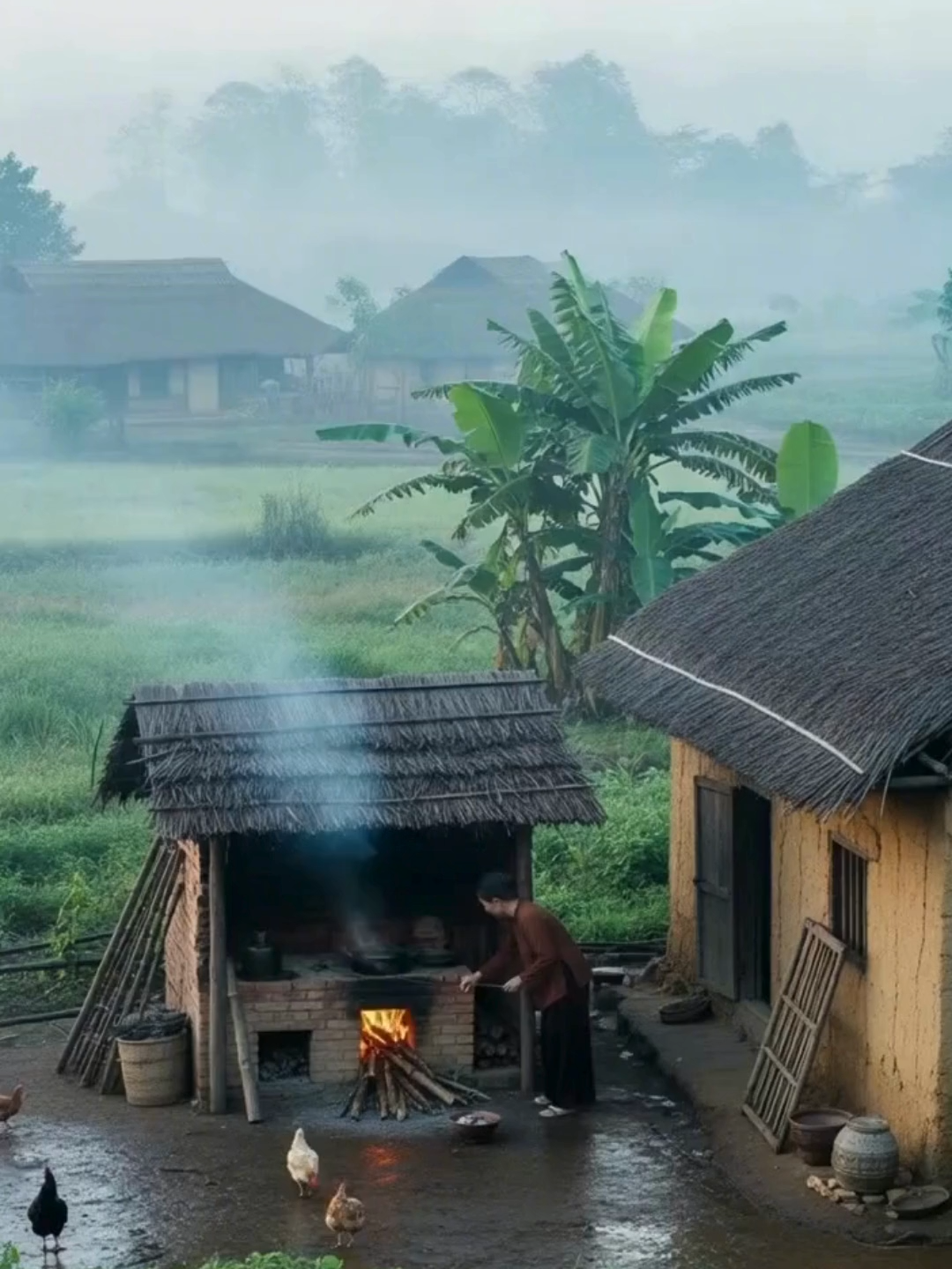 “Bếp lửa sáng sớm – nơi mẹ nhóm cả một ngày bình yên.