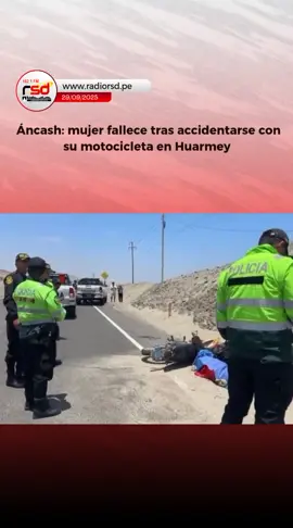 🔴#RSD | Una mujer falleció tras accidentarse con la motocicleta en la que iba a bordo. El accidente ocurrió en el kilómetro 300 de la carretera Panamericana Norte, en la provincia de Huarmey, en Áncash. La víctima fue identificada como Karen Jimena Almendrades Minaya (25), quien perdió la vida aparentemente de manera instantánea. En la motocicleta también iban a bordo el esposo de la fallecida, Alexander Hurtado Moreno y su hijo de cuatro años. Alexander Hurtado resultó gravemente herido, por lo que fue llevado al hospital de apoyo de Huarmey. Mientras que el menor de edad se encuentra estable. Aún se desconocen las causas del accidente.