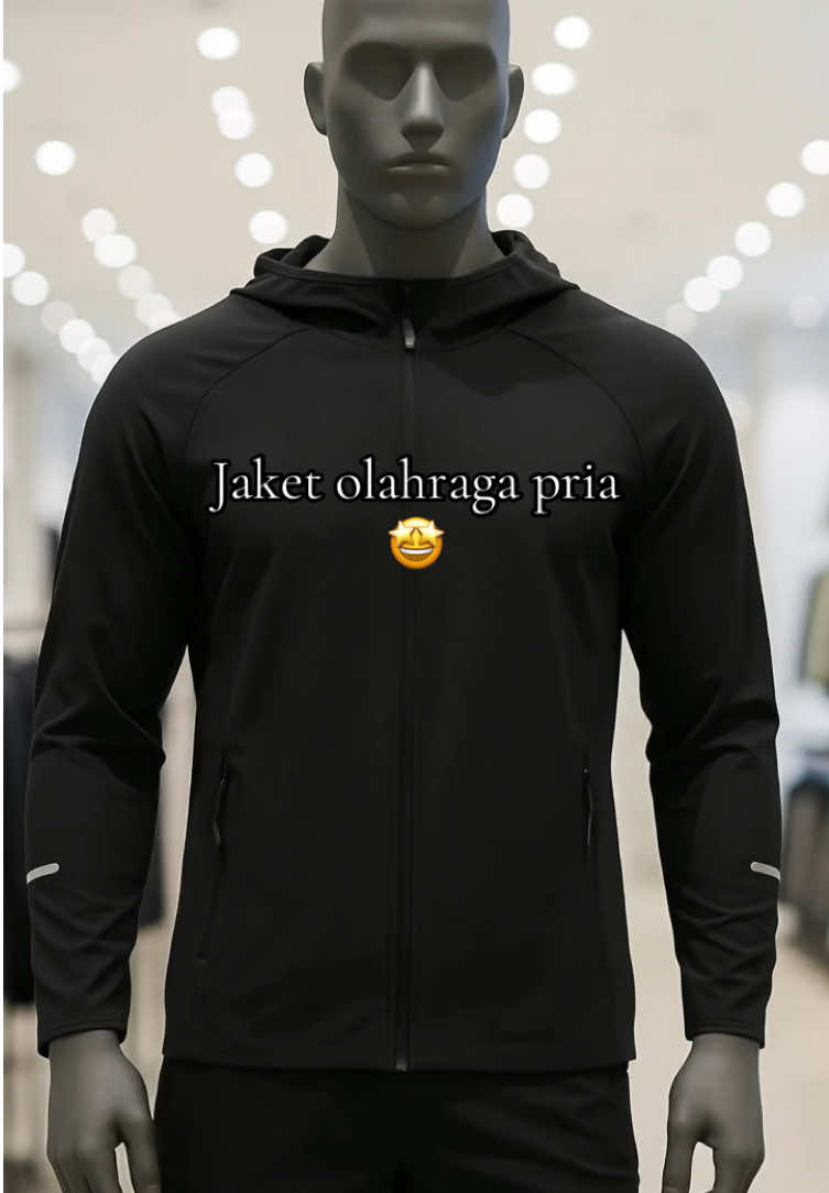 Jaket olahraga pria lengan panjang Windbreaker zipper hoodie #jaketolahraga #jaketpria 
