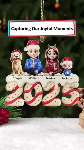 This acrylic ornament celebrates family love and furry friends, turning Christmas into a joyful memory 🎄🐾 #wanderprints #personalized #gifts #christmas #giftforfamily