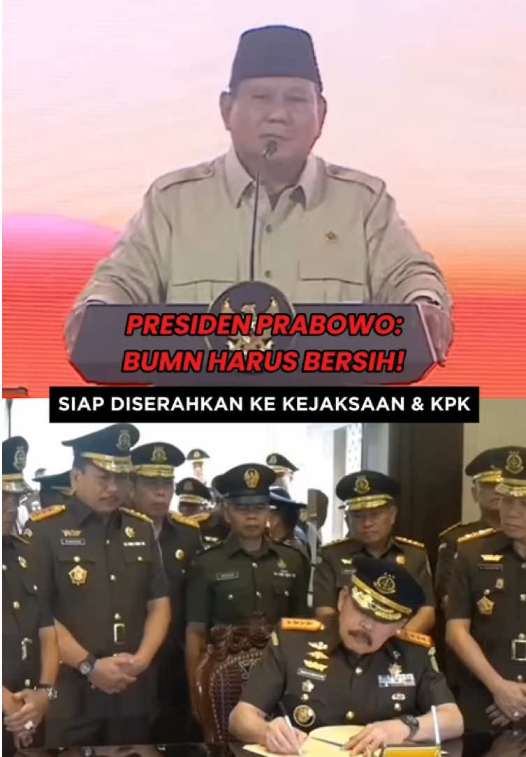 presiden prabowo perintahkan kejagung dan kpk buat bersih-bersih BUMN dari para mafia #prabowo #kejagung #kpk #loyalitaskejagung #bagimunegeri 